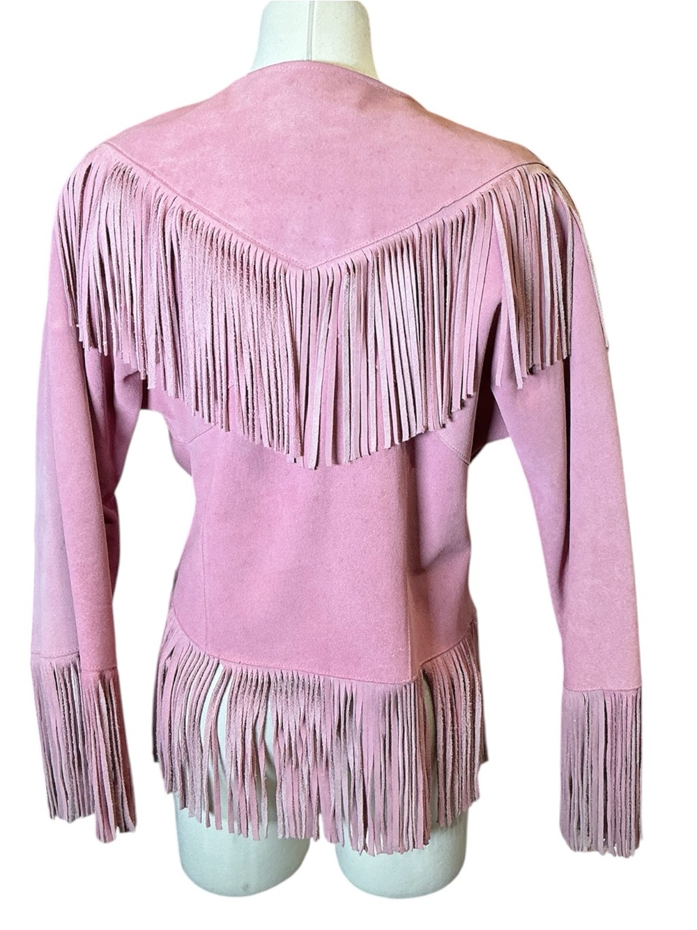 Vintage 1980’s Pink Suede Boho Western Mexican Beaded Jacket - Picture 3 of 4